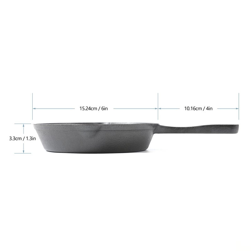 HAWOK Cast Iron Skillet Set 6 Pcs, Dia.6 Inch Round Pan, Cast Iron Server, Frying Pan, Pre-seasoned - Image 2